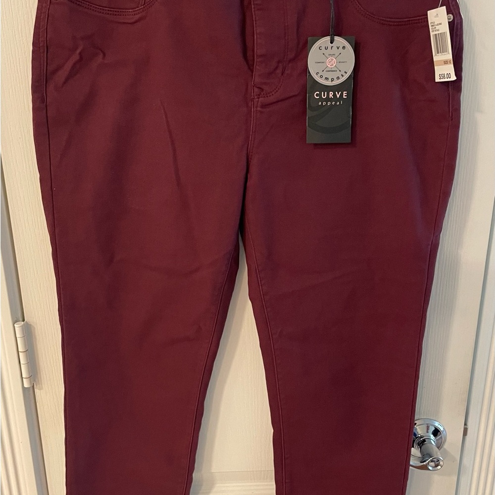 Curve Appeal Burgundy Skinny Jeans with Crisp Finish
